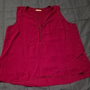Maurices Maroon Asymmetrical Sleeveless Tank Top